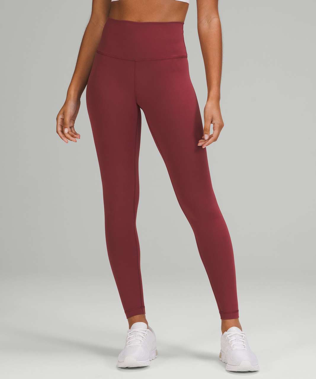 Ω Lululemon Wine Dk Purple with Pink Waist Ruched Leggings, Zipper