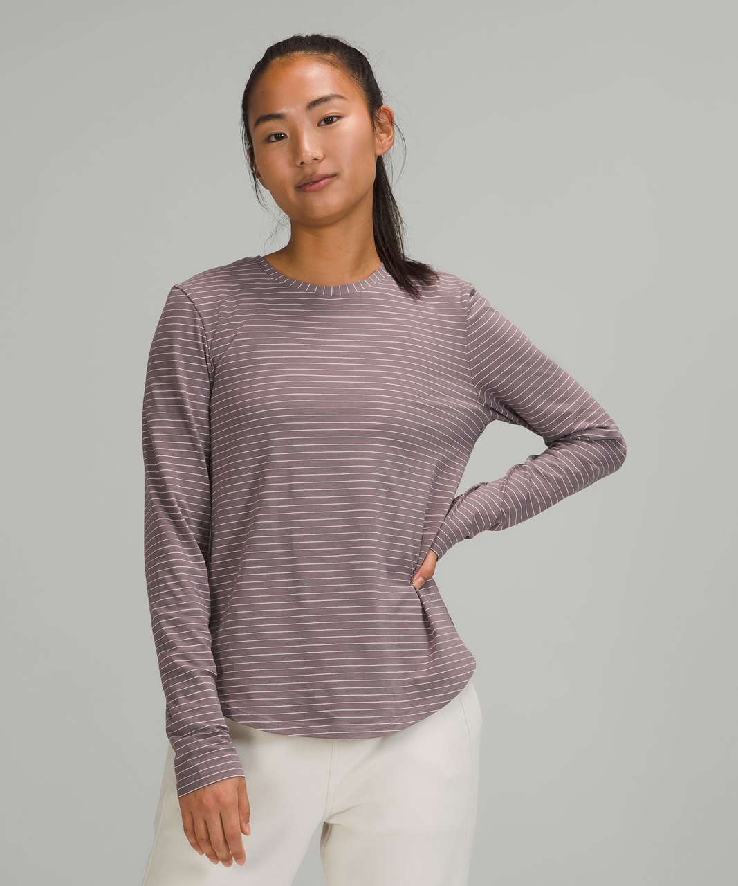 Lululemon Love Long Sleeve Shirt - Synchronise Stripe Lunar Rock White