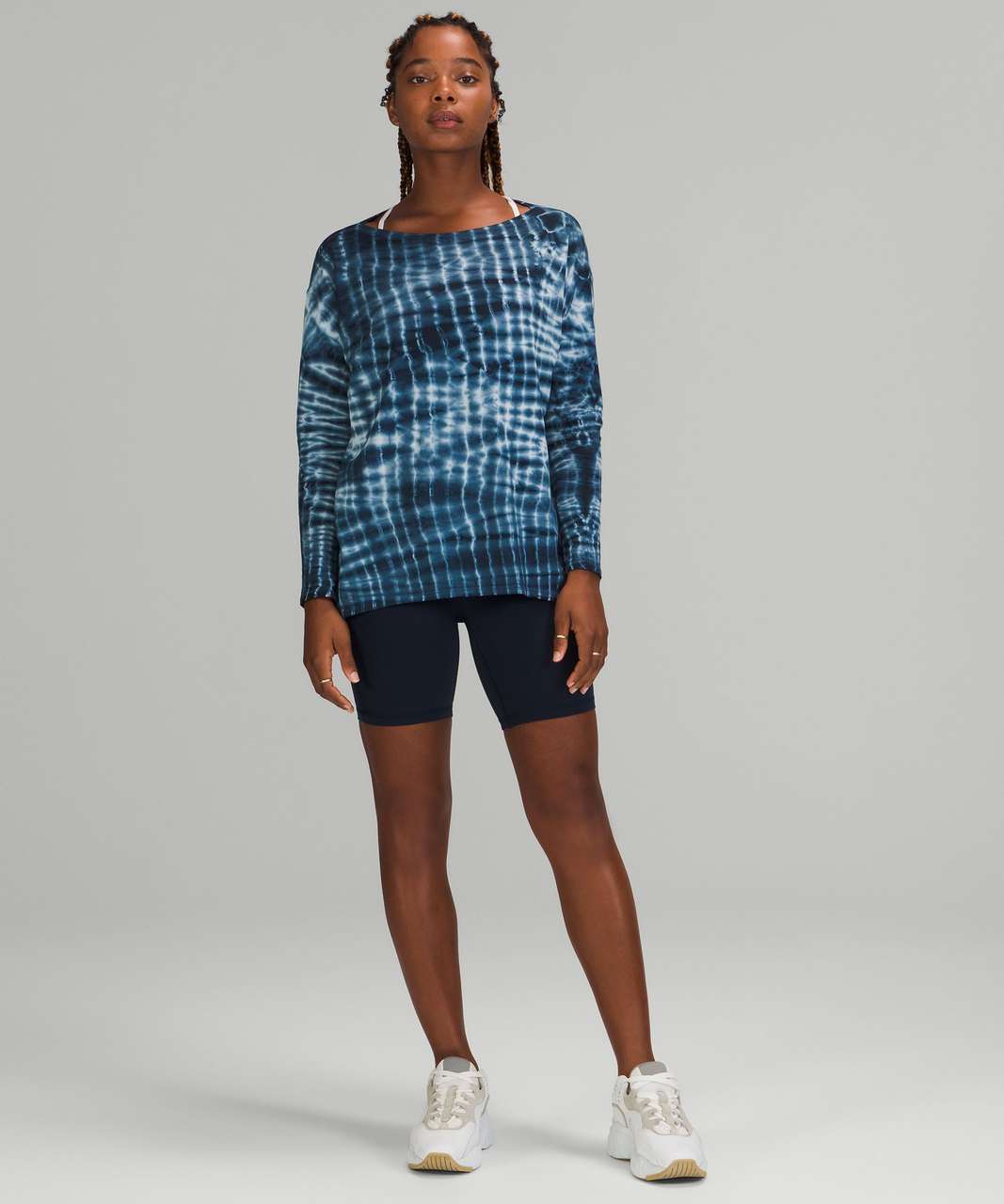 Lululemon Back In Action Long Sleeve Shirt - Shibori Square Ocean Air True Navy