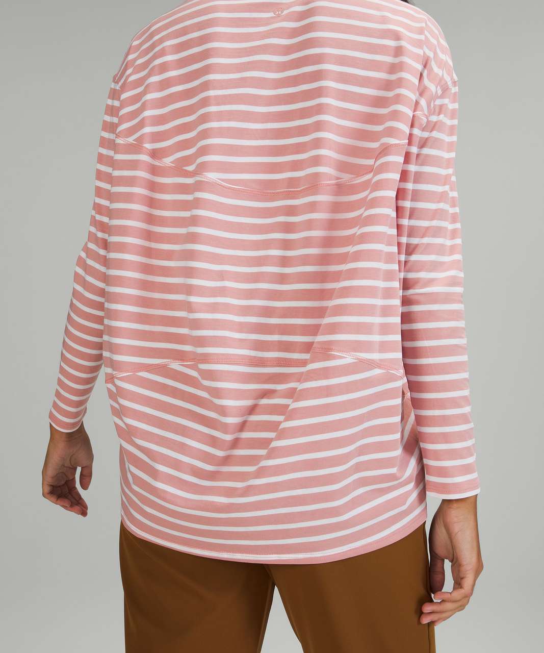 Lululemon Back In Action Long Sleeve Shirt - Yachtie Stripe Pink Pastel White
