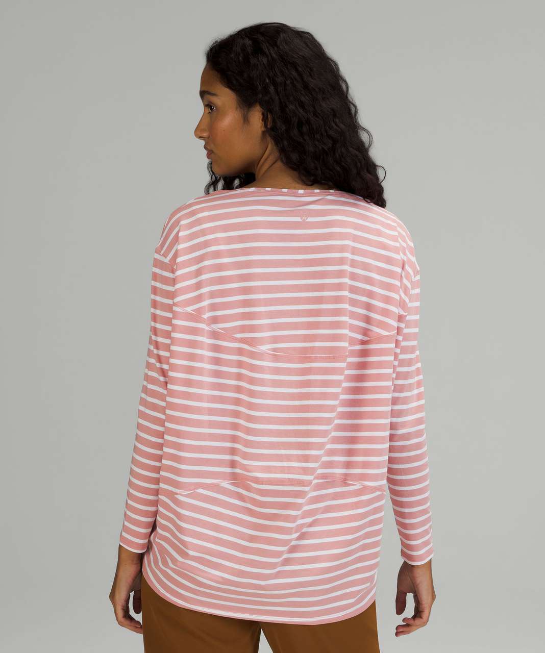 Lululemon Back In Action Long Sleeve Shirt - Yachtie Stripe Pink Pastel White