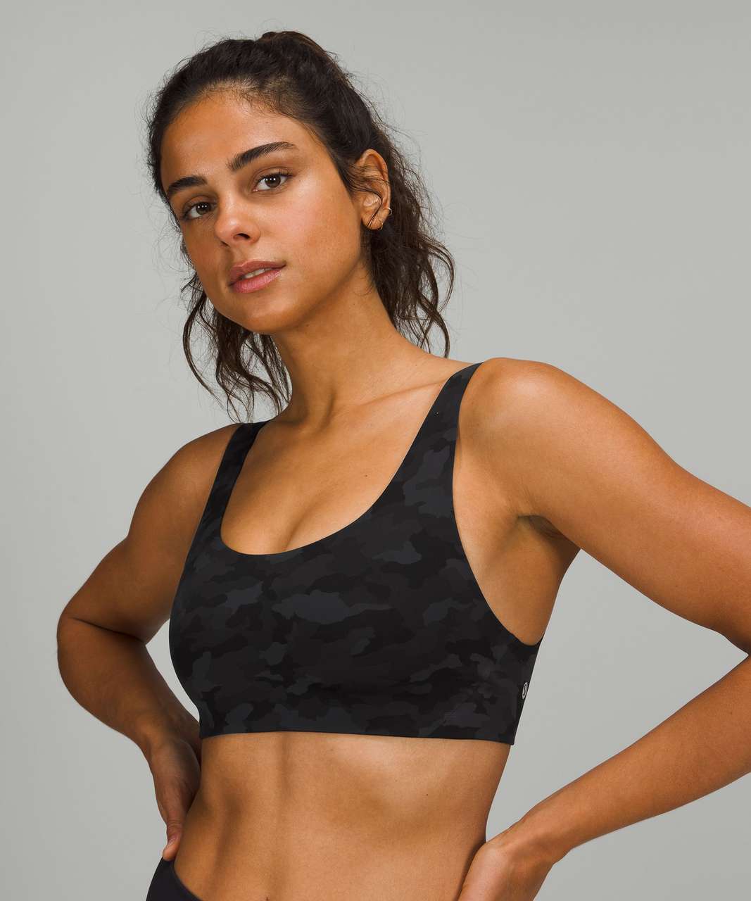 Lululemon In Alignment Straight-Strap Bra *Light Support, A/B Cup - Heritage 365 Camo Mini Deep Coal Multi