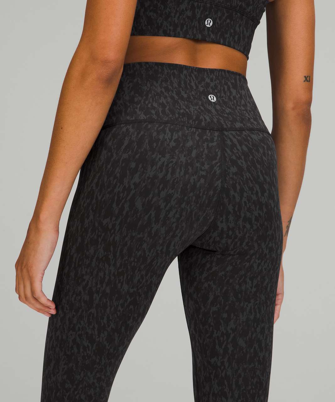 Lululemon Beige Black Dotted Leopard Print Mesh Crop Leggings