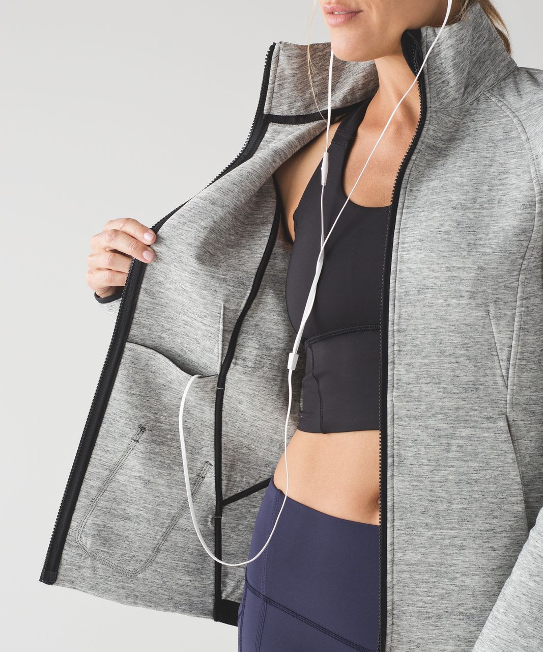 Lululemon New Form Coat - Heathered Space Dyed Medium Grey / Black