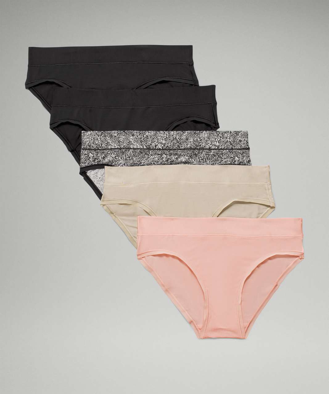 Lululemon UnderEase Mid-Rise Thong Underwear 3 Pack - Double Dimension  Starlight Black / Butter Pink / Black - lulu fanatics