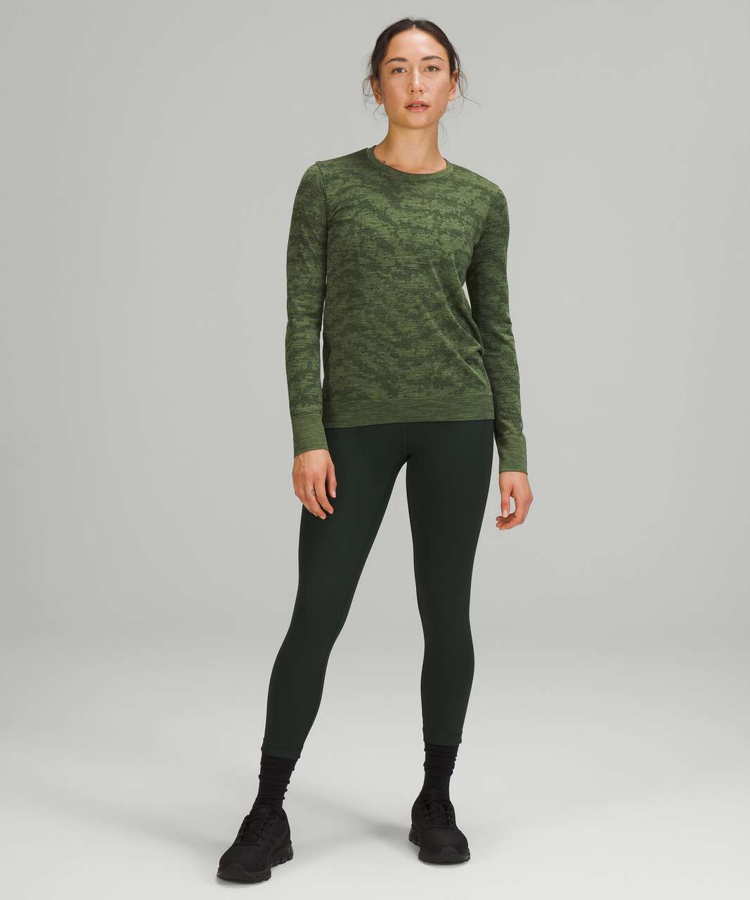 lululemon athletica, Tops, Lululemon Swiftly Breathe Long Sleeve Dot  Scape Rainforest Greengreen Twill