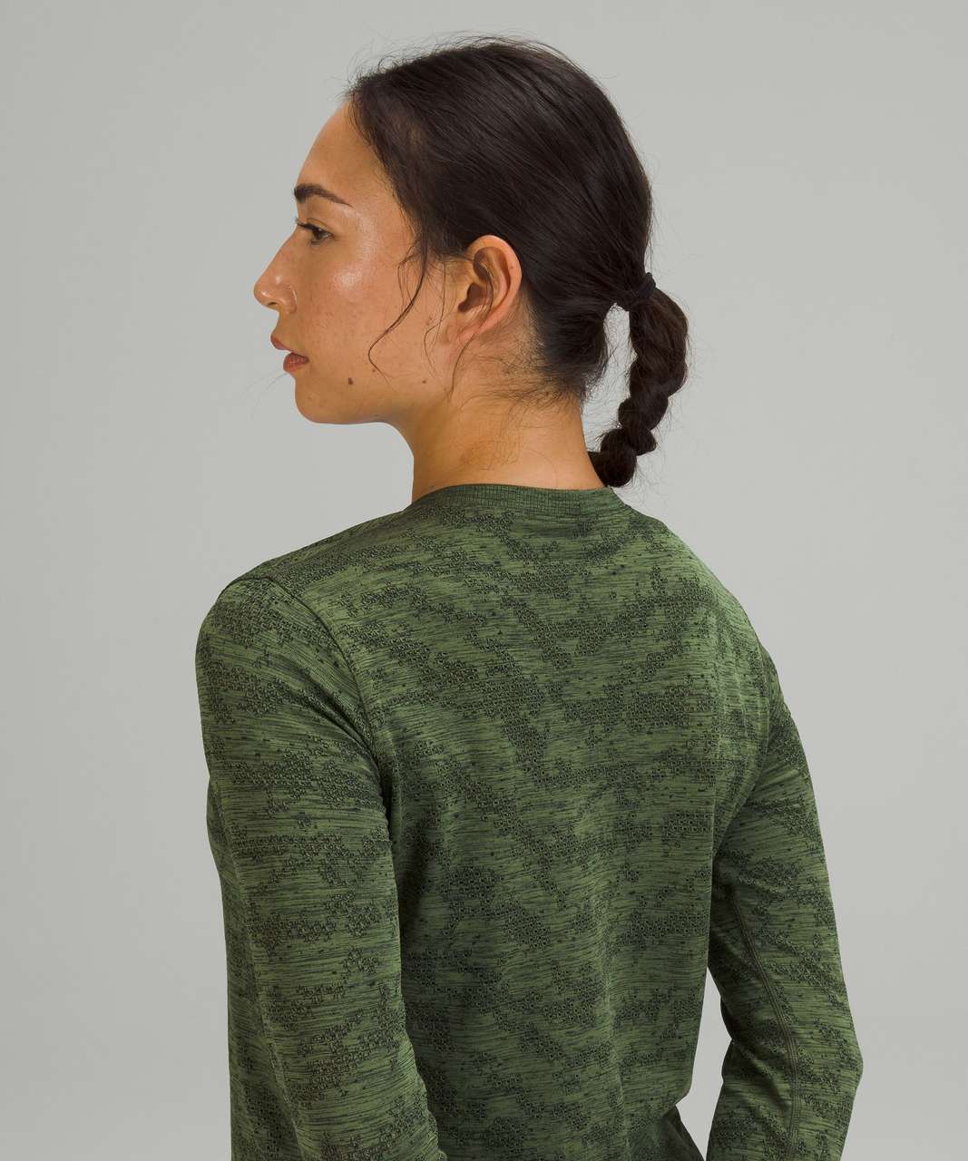 Lululemon Swiftly Breathe Long Sleeve - Dot Scape Rainforest Green / Green Twill