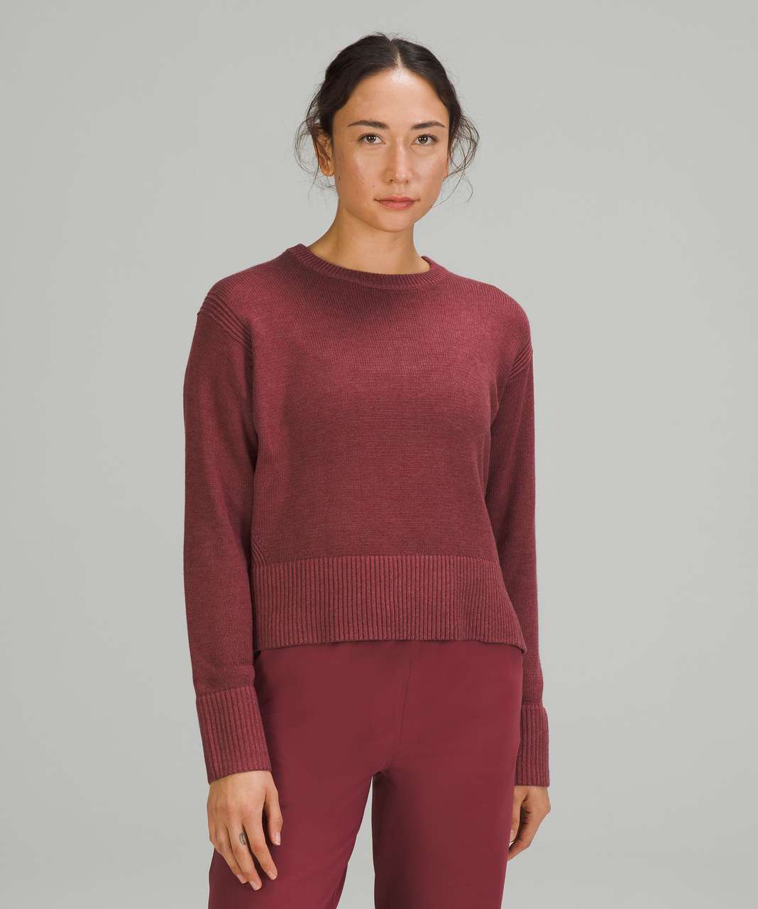 Lululemon Cashlu Boxy Crewneck Sweater - Heathered Mulled Wine - lulu  fanatics