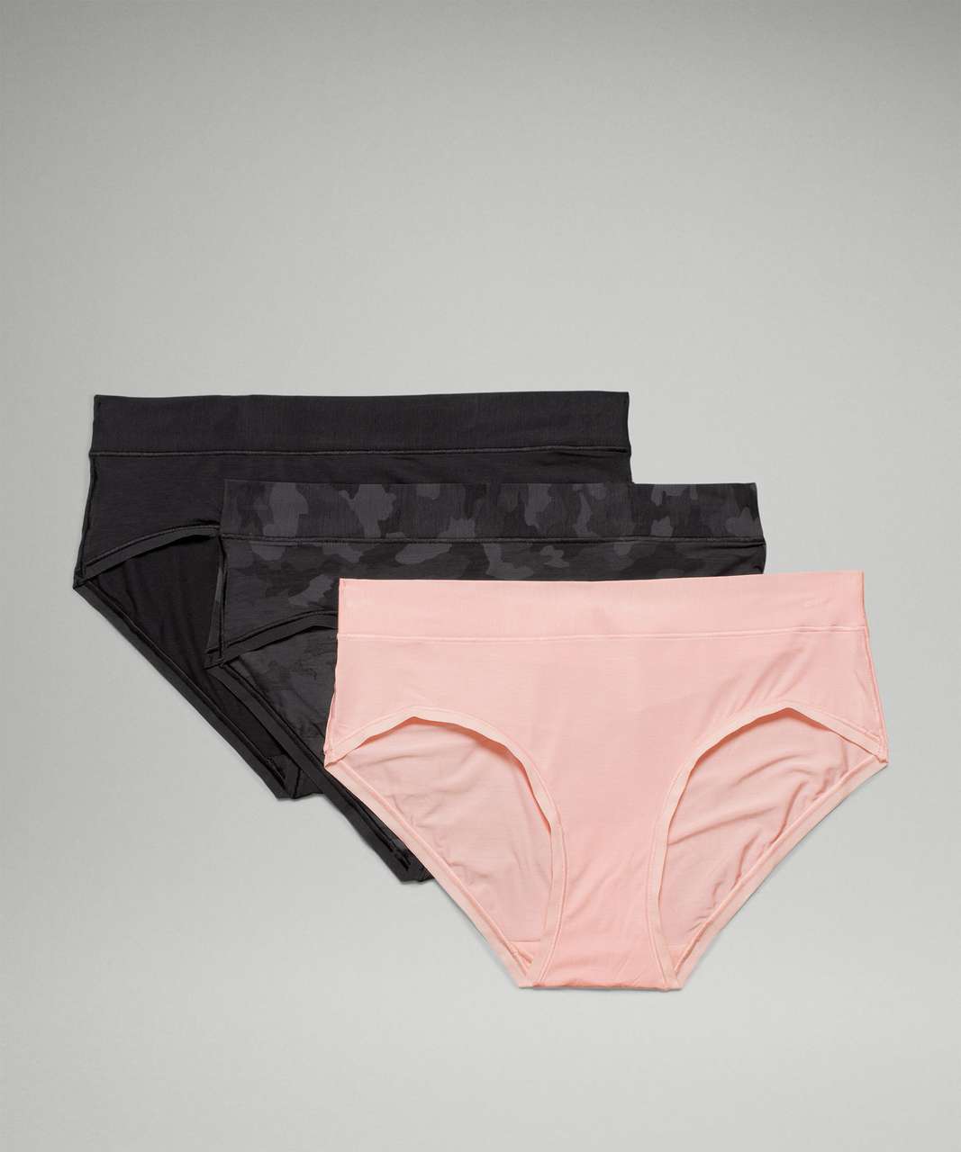 Lululemon UnderEase Mid-Rise Hipster Underwear 3 Pack - Heritage 365 Camo Deep Coal Multi / Pink Mist / Black