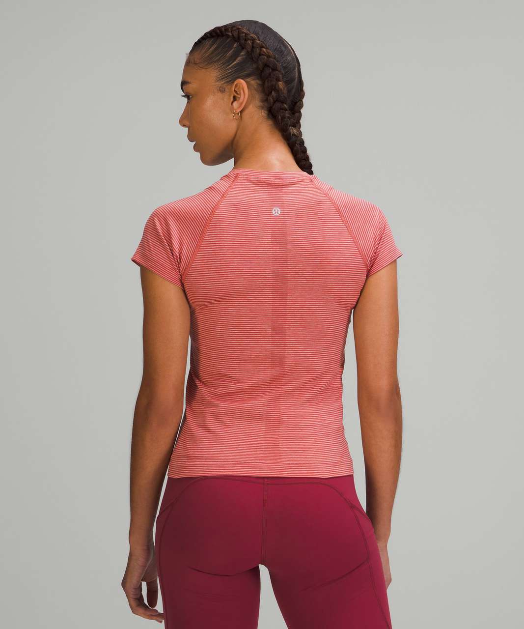 Lululemon Swiftly Tech Short Sleeve Shirt 2.0 *Race Length - Tetra Stripe Pink Savannah / Pink Mist / Mulled Wine / Red Rock