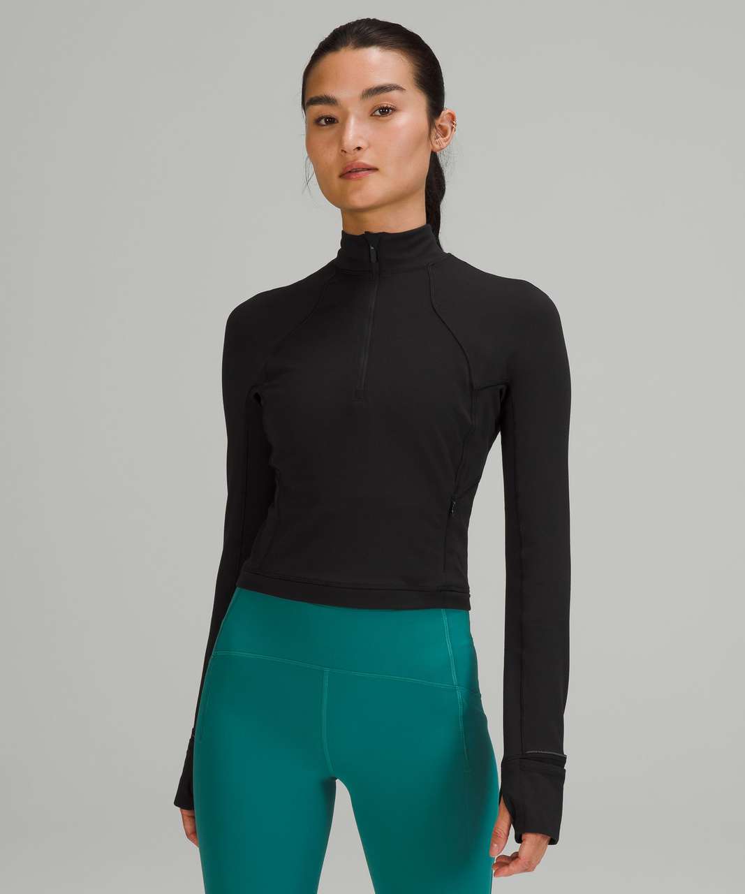 Lululemon Its Rulu Run Cropped Half-Zip - Black (First Release)