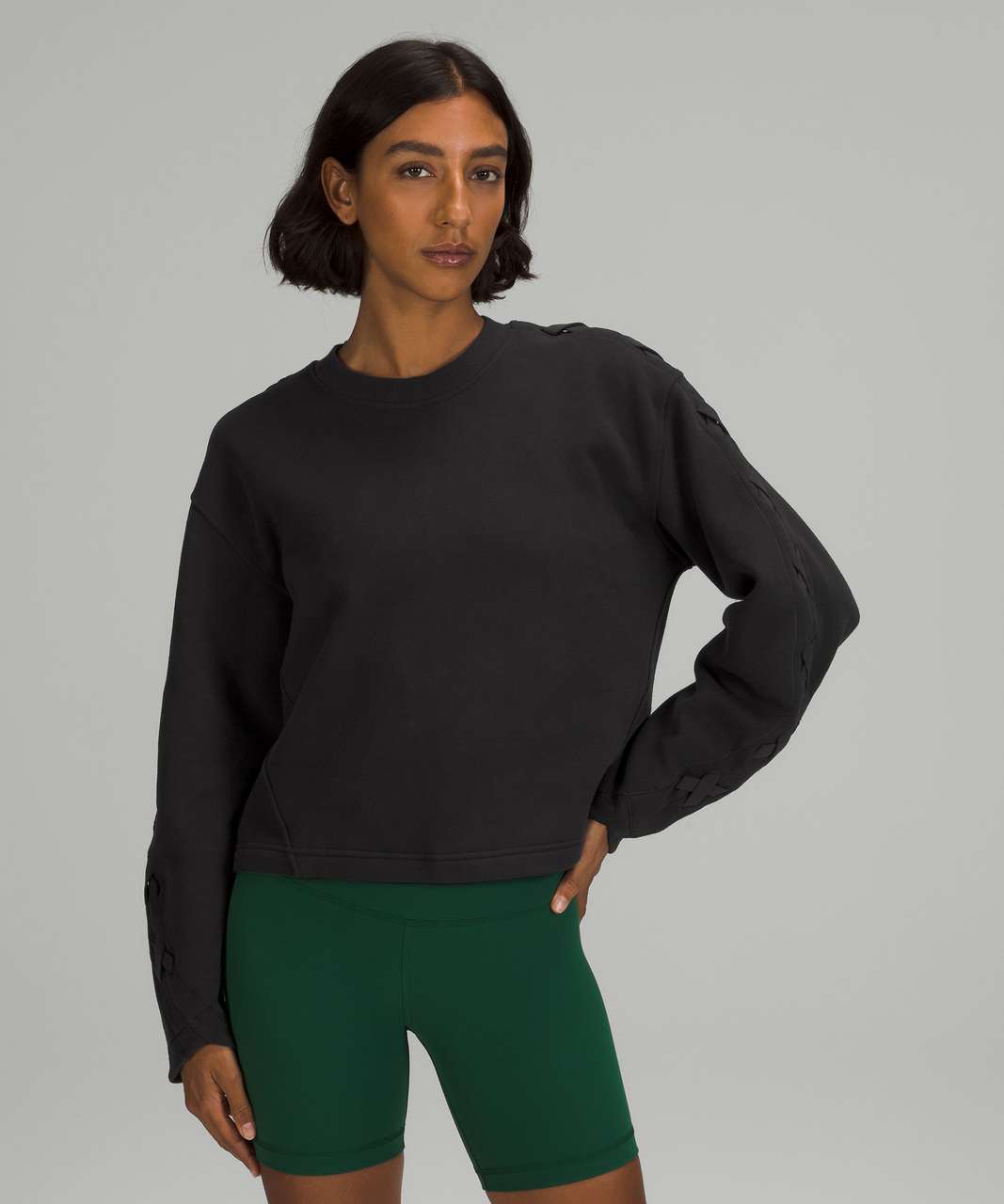 Lululemon Braided Sleeve Pullover - Black - lulu fanatics