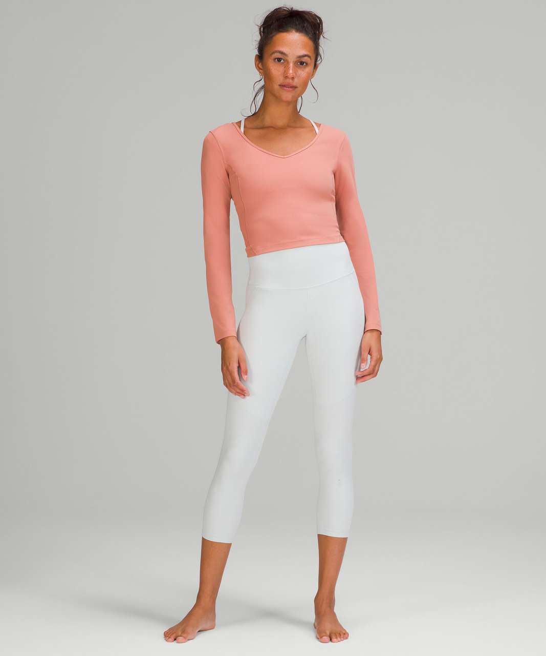 Lululemon Women’s Align Long Sleeve Cropped Shirt Size 8 PSAV pink savannah