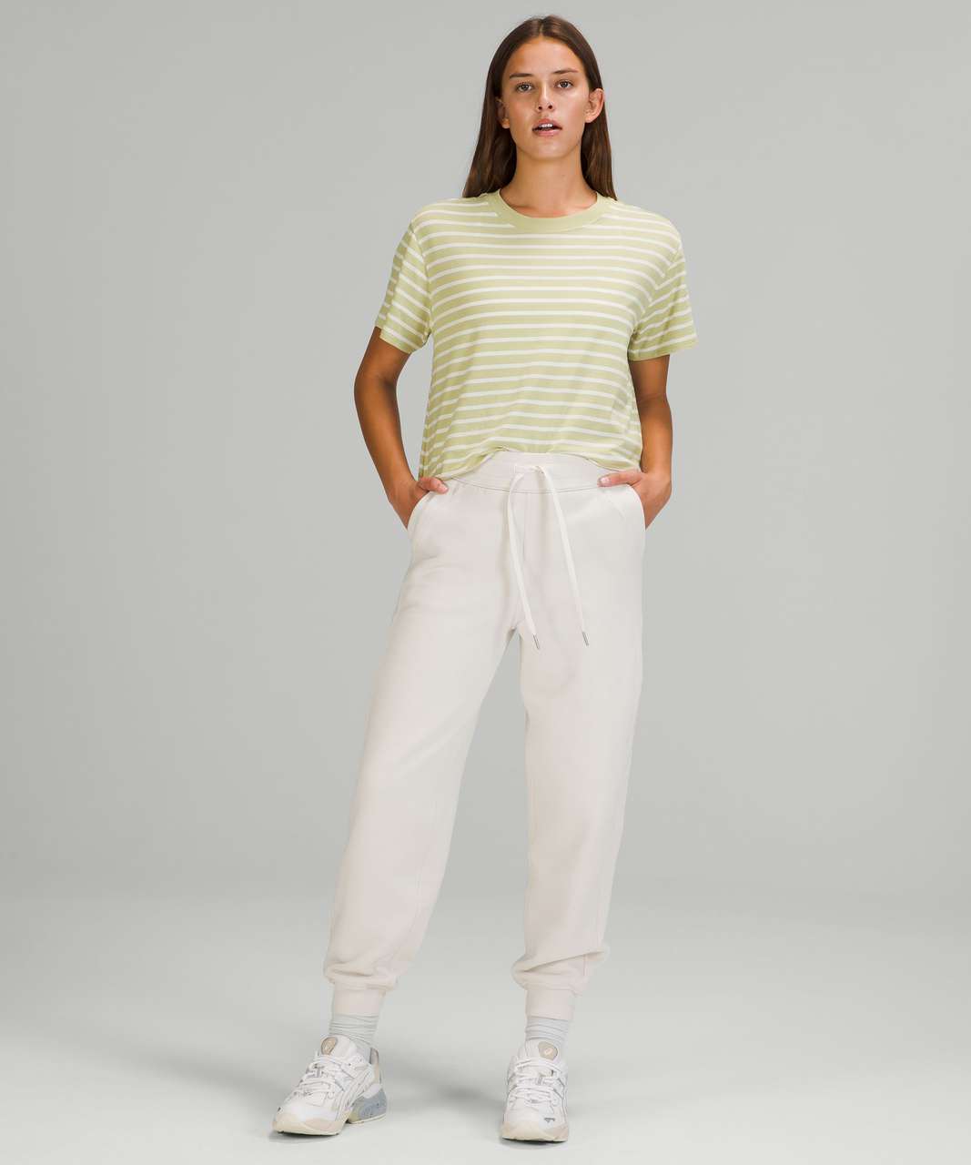 Lululemon All Yours Tee - Yachtie Stripe Dew Green White