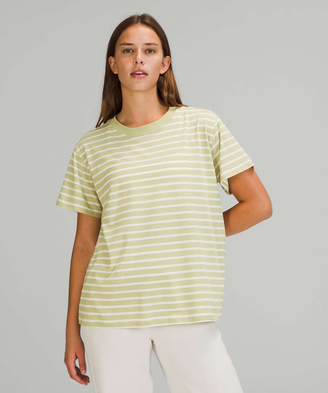 Lululemon All Yours Tee - Yachtie Stripe Dew Green White