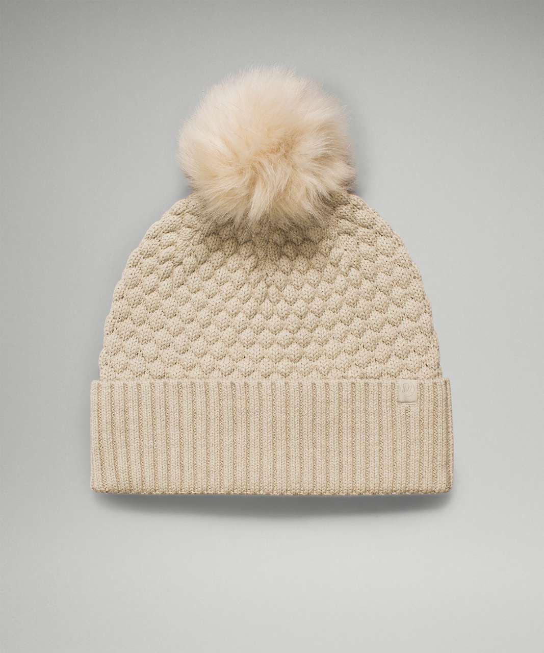 Lululemon Bubble Knit Pom Beanie - Heathered Raw Linen