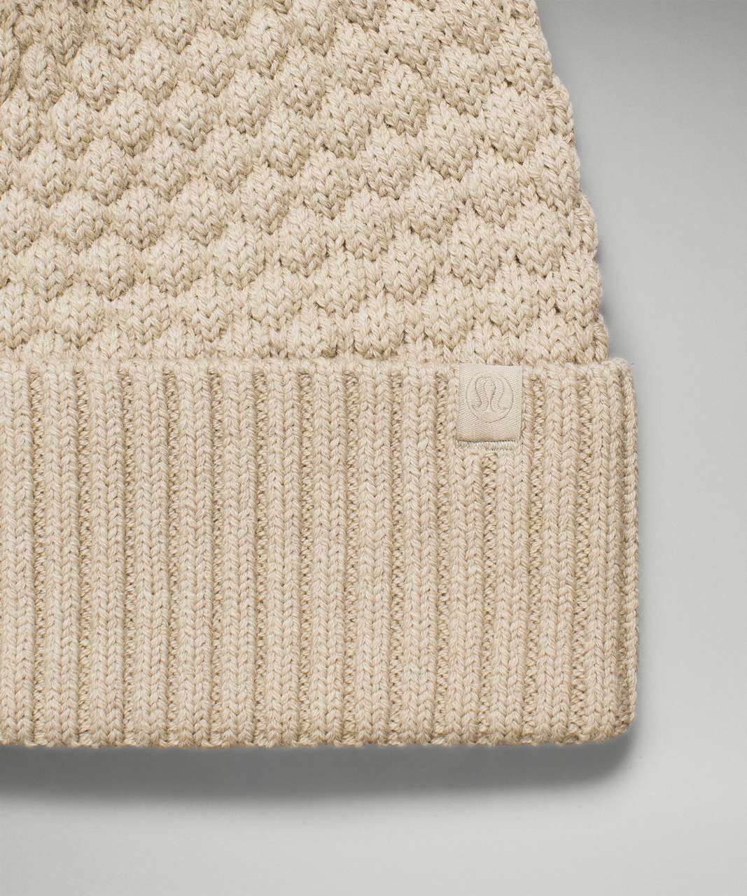 Lululemon Bubble Knit Pom Beanie - Heathered Raw Linen