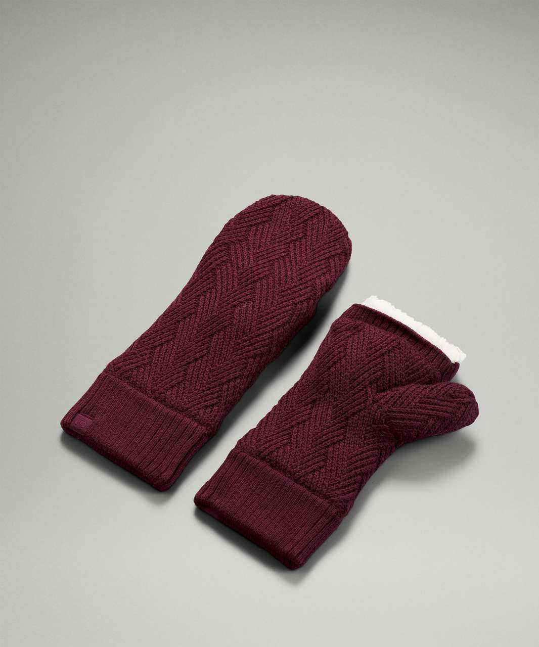 Lululemon Womens Textured Fleece-Lined Knit Mittens - Cassis / Black / Dark  Heather Grey / Black - lulu fanatics