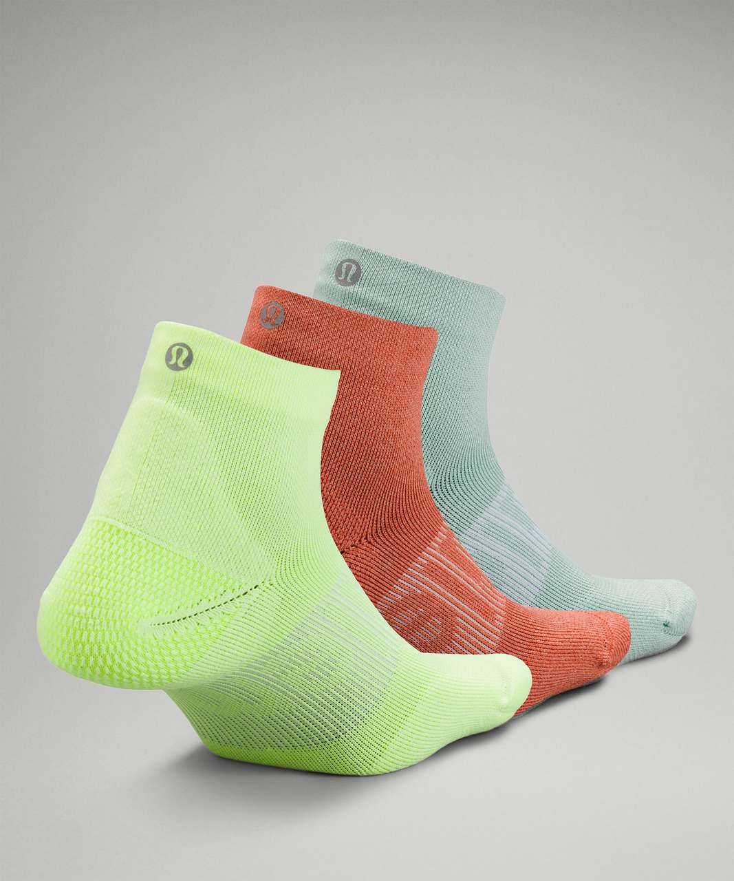 Lululemon Power Stride Ankle Sock 3 Pack - Highlight Yellow / Arctic Green / Canyon Orange