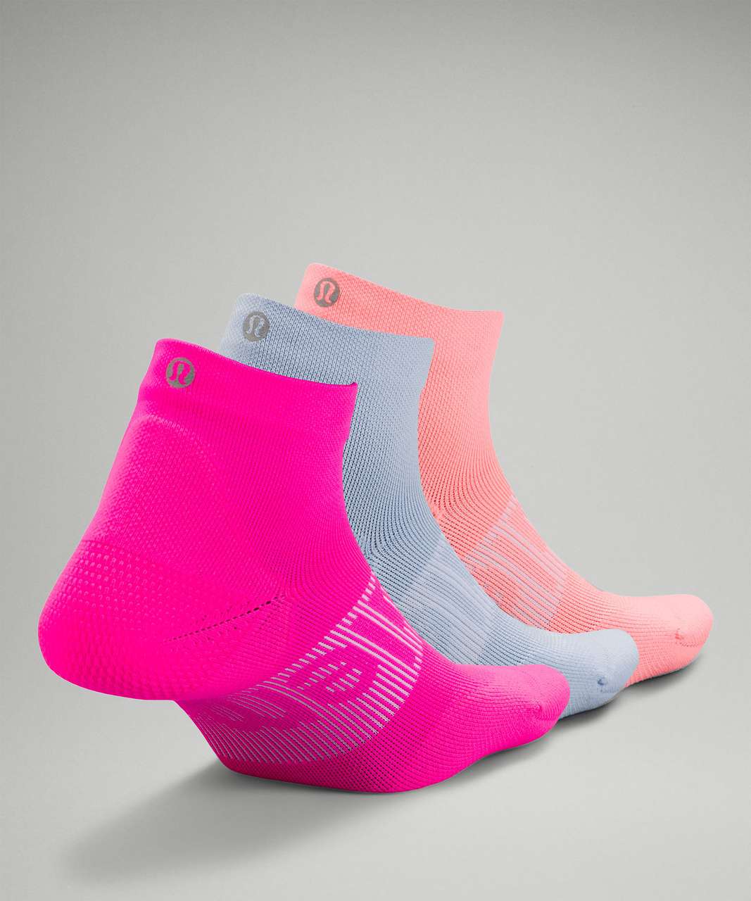 Lululemon Power Stride Ankle Sock 3 Pack - Highlight Pink / Blue Linen / Sunset