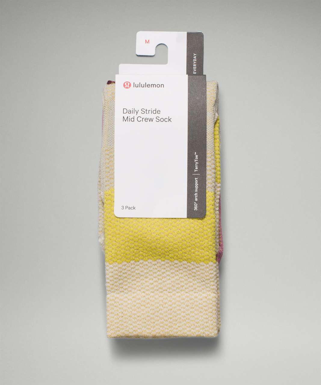 Lululemon Daily Stride Mid Crew Sock *3 Pack - Raw Linen / Pink Taupe / Cassis