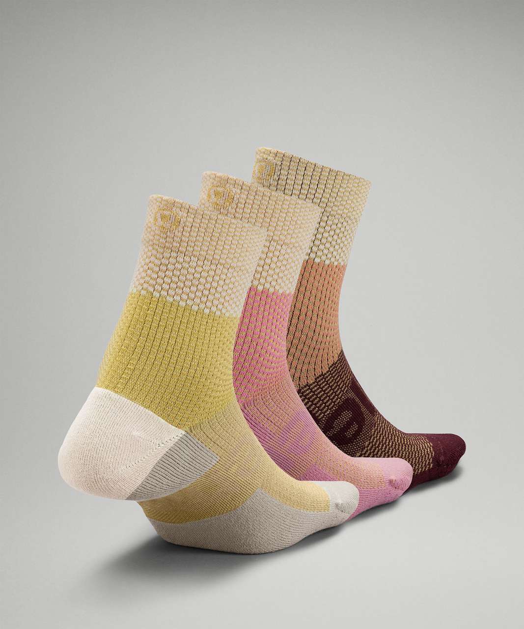 Lululemon Daily Stride Mid Crew Sock *3 Pack - Raw Linen / Pink Taupe / Cassis