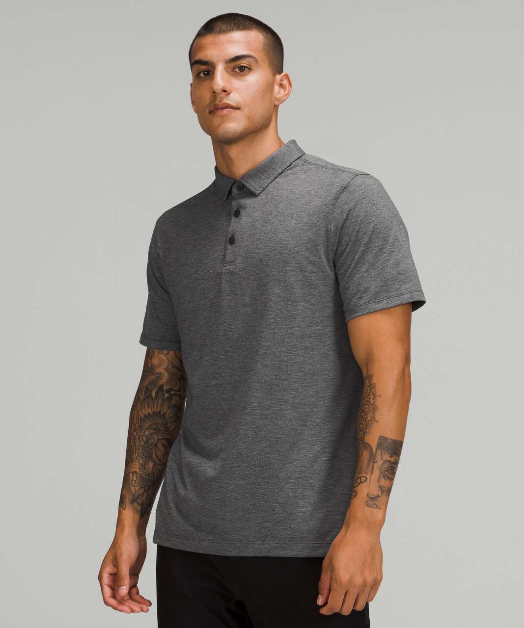 Lululemon Evolution Short Sleeve Polo Shirt *Pique Fabric - Heathered Black