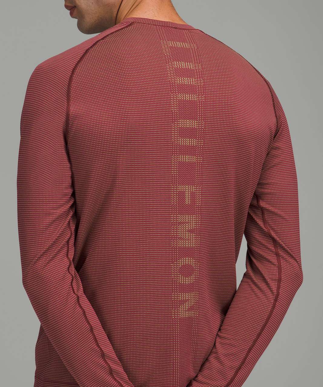 Lululemon Metal Vent Tech Long Sleeve Shirt 2.0 - Line Graphic Highlight Yellow / Mulled Wine