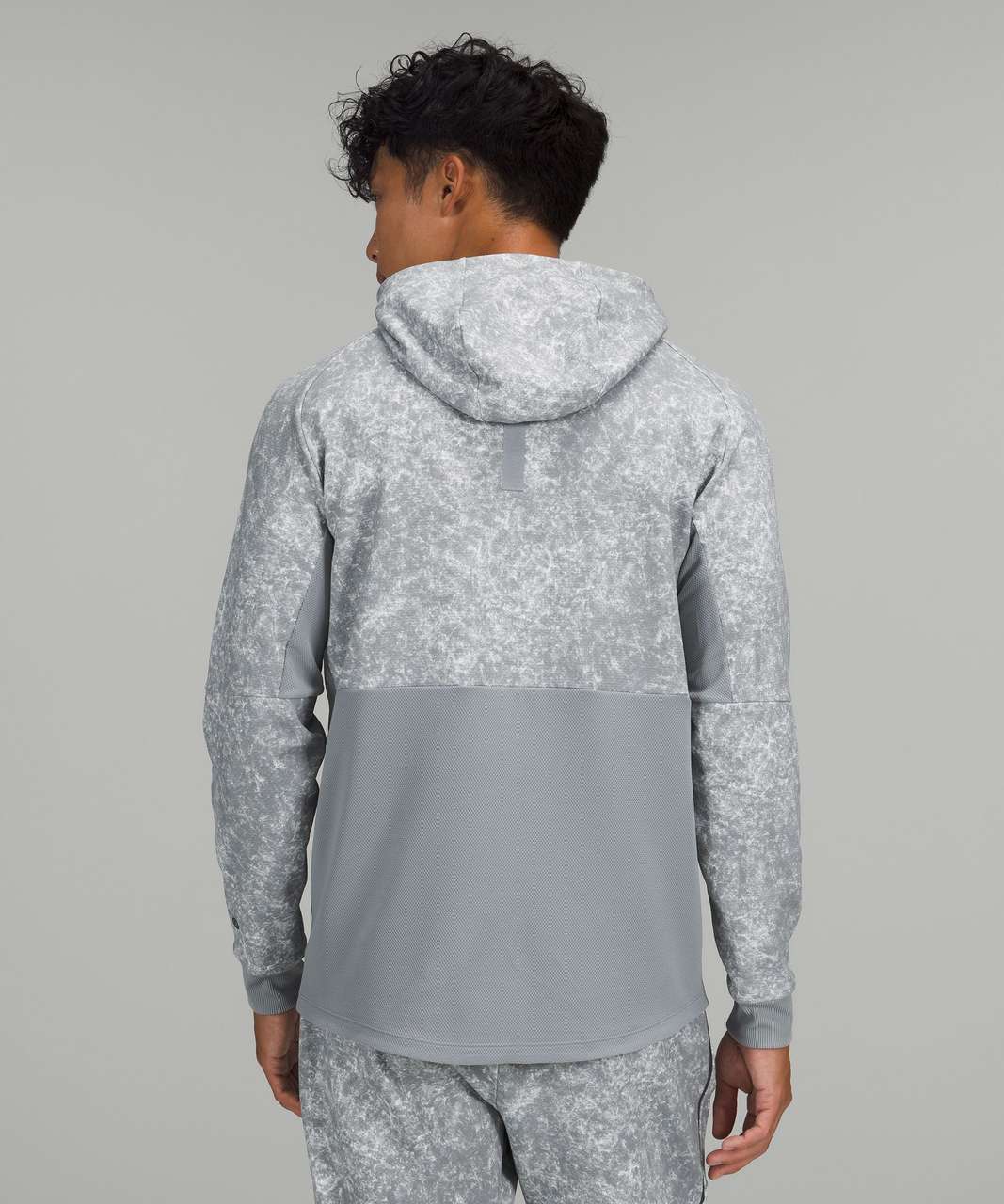 Lululemon Textured Tech Hoodie - Denim Wash Print White Rhino Grey Multi