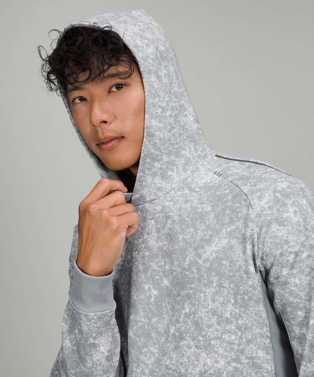 Lululemon Textured Tech Hoodie - Denim Wash Print White Rhino Grey Multi