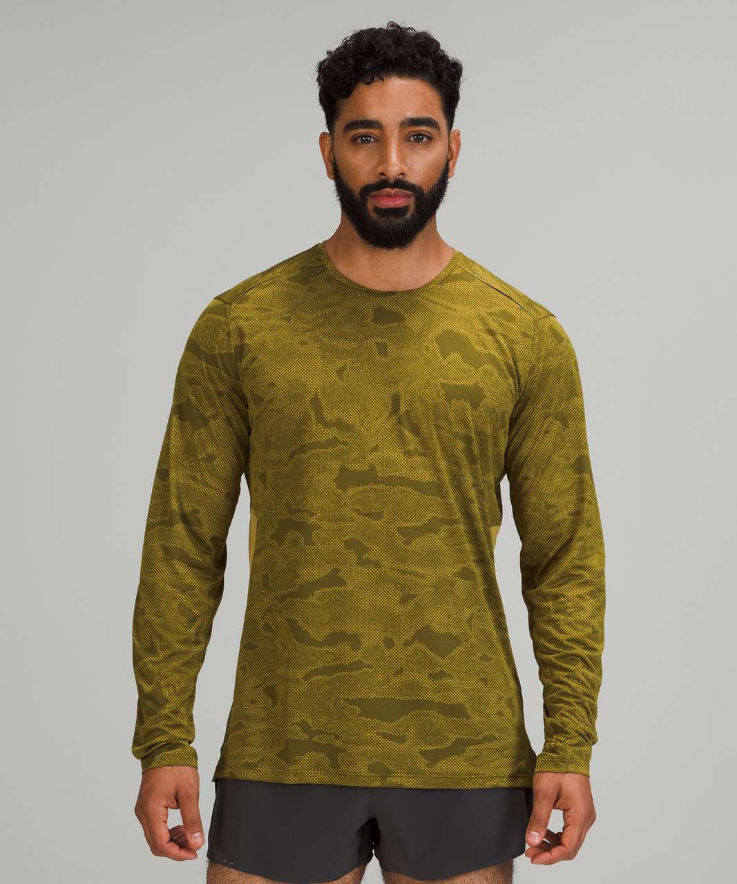 Lululemon Fast and Free Long Sleeve Shirt - Chroma Camo Auric Gold Juniper Green