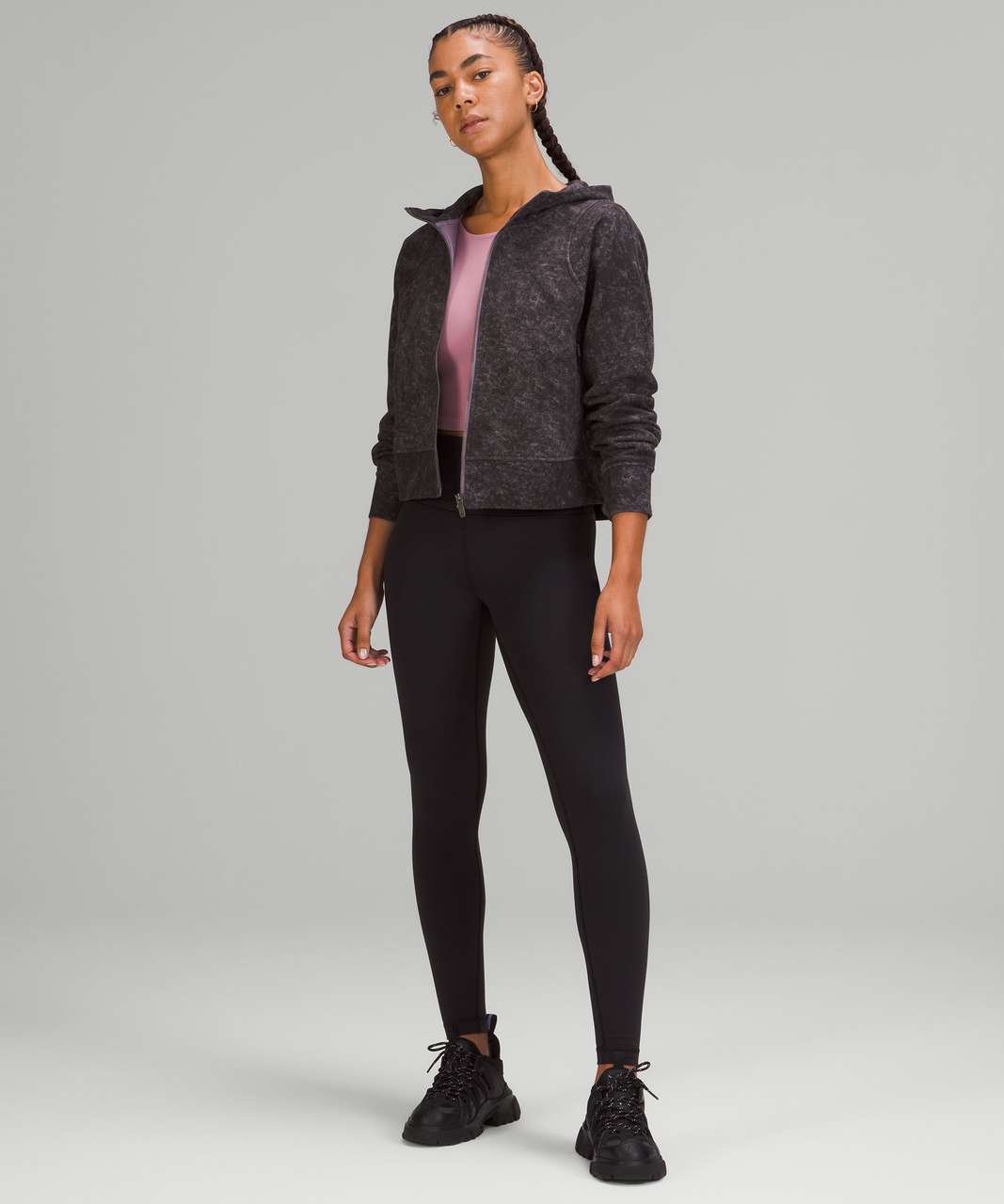 Lululemon Scuba Full-Zip Cropped Hoodie - Dark Lavender - lulu fanatics