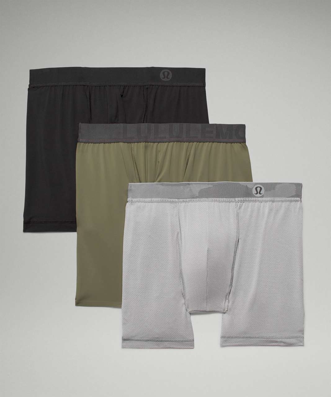 Lululemon Mixed Boxer 5" *3 Pack - Black / Rhino Grey / Medium Olive