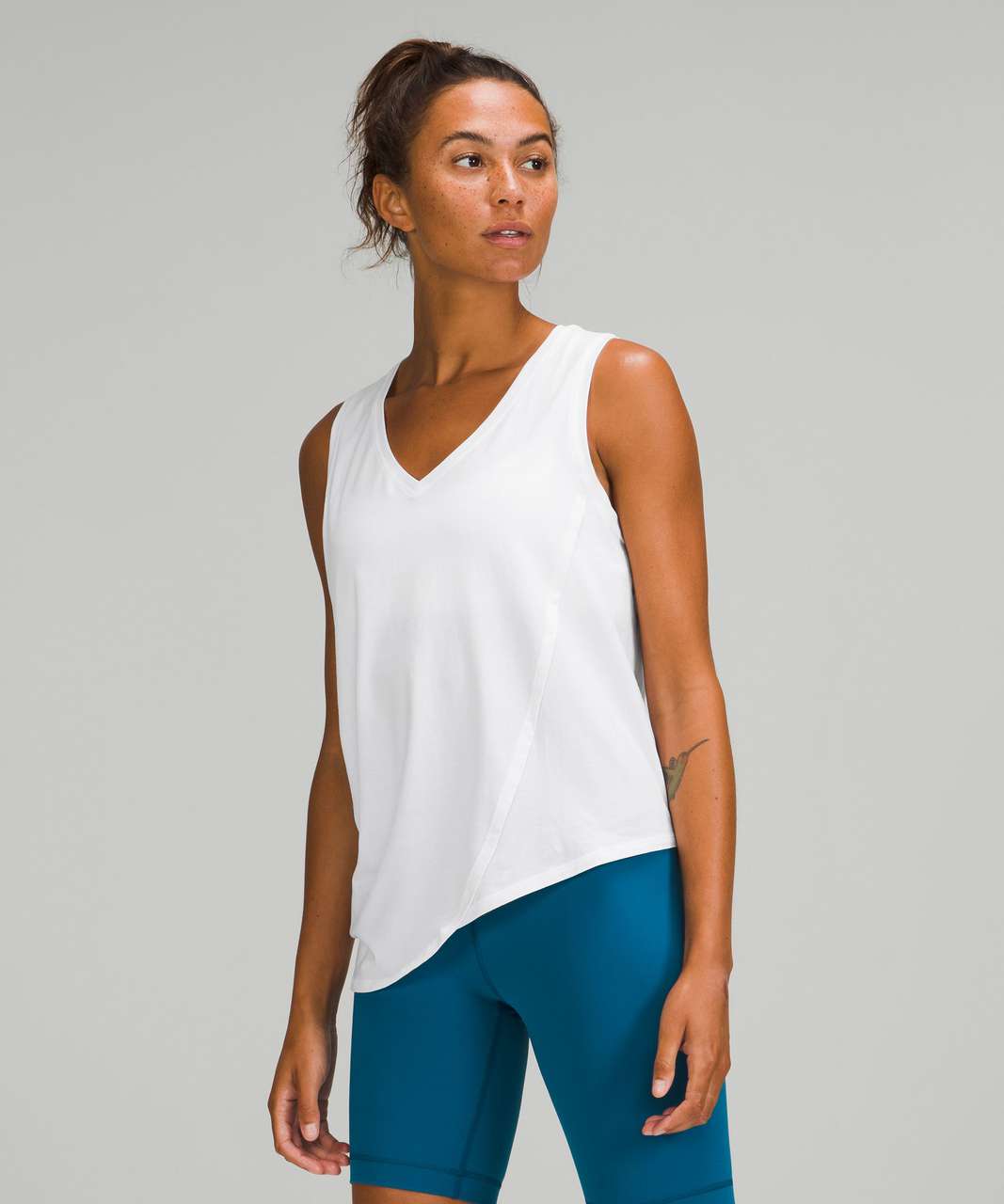 Lululemon LA Asymmetrical V-Neck Tank Top - White - lulu fanatics