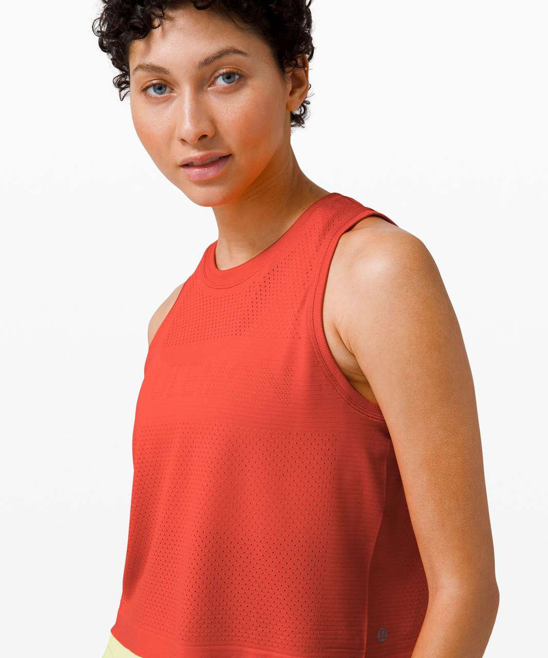 Lululemon Breeze By Muscle Crop Tank Top *logo - Carnation Red / Carnation Red