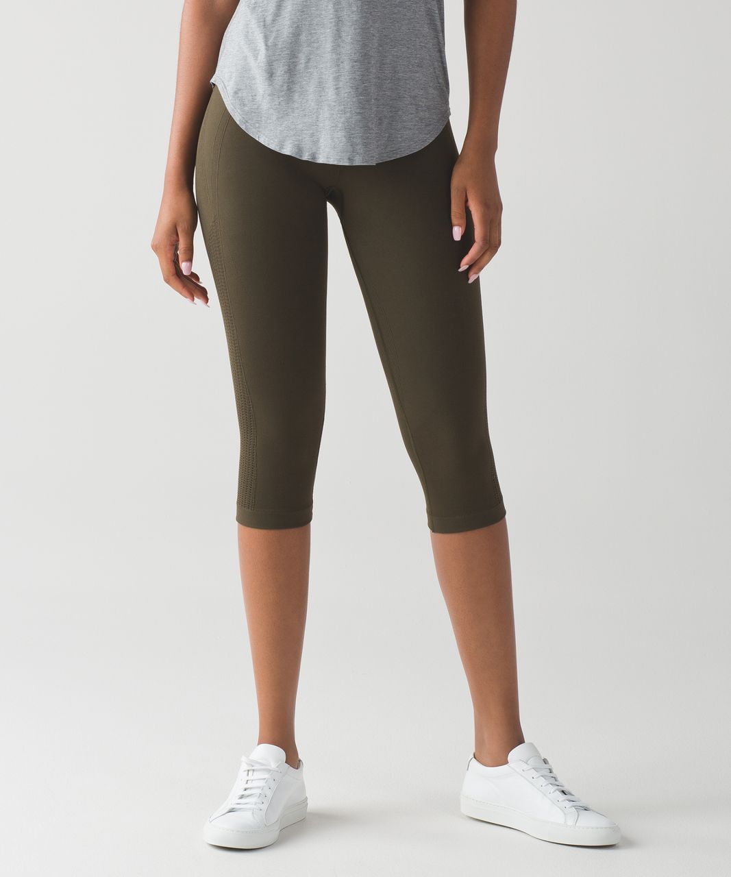 Lululemon Flow & Go Crop - Military Green - lulu fanatics