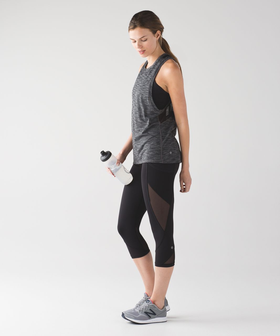 Lululemon Work The Circuit Tank - Heathered Black / Black - lulu fanatics