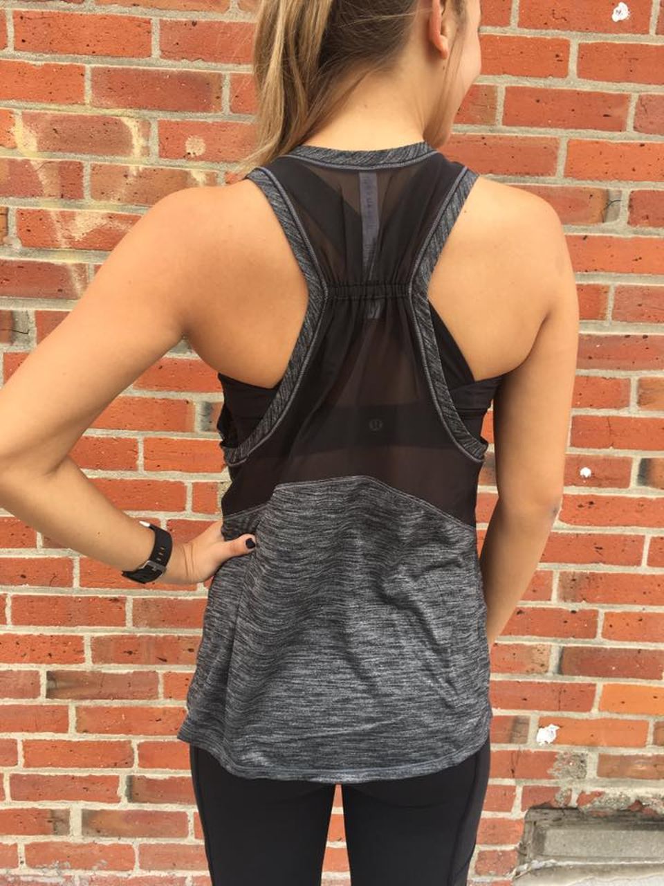 Lululemon Work The Circuit Tank - Heathered Black / Black - lulu fanatics