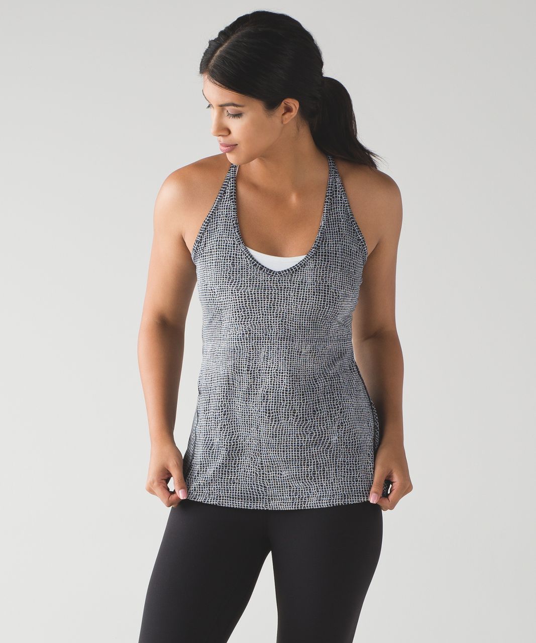 Lululemon Wild And Free Tank - Fall Net White Black / Black