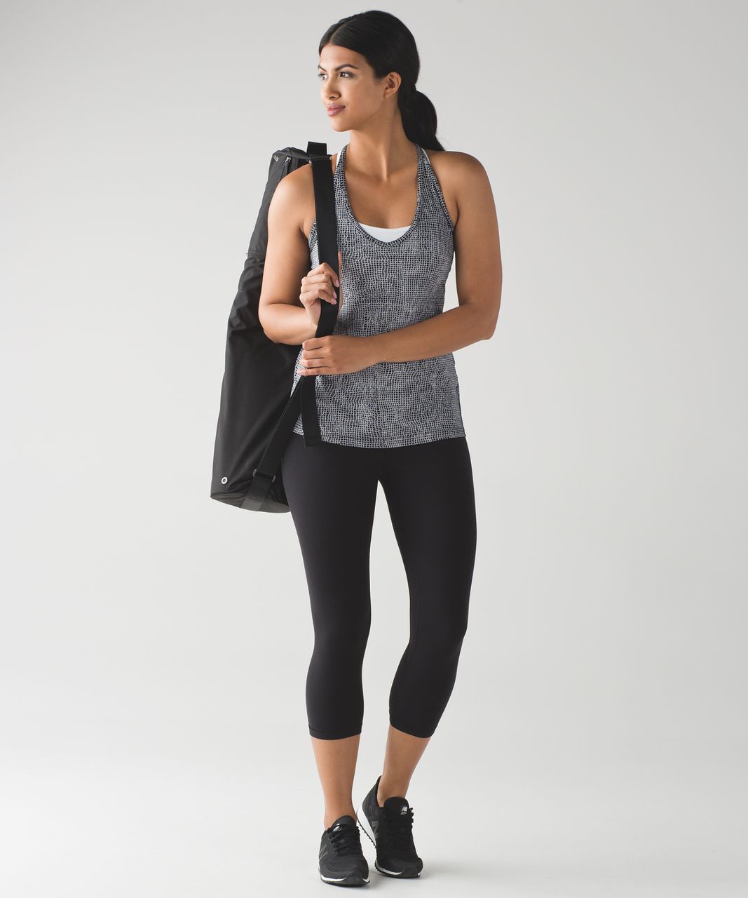 Lululemon Wild And Free Tank - Fall Net White Black / Black