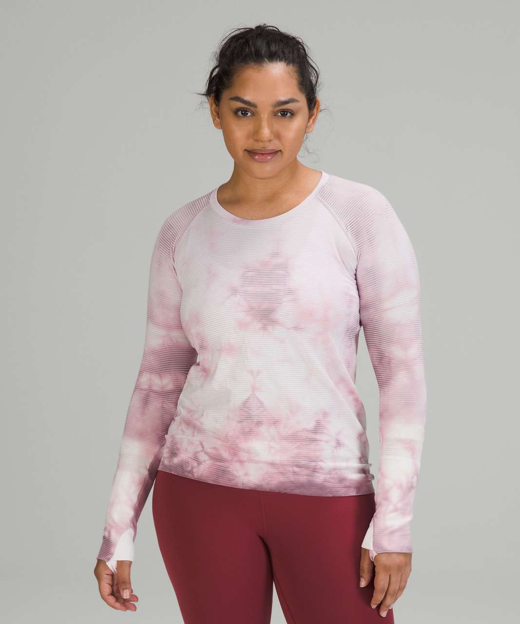 Lululemon Swiftly Tech Long Sleeve Shirt 2.0 - Shibori Stripe Pink Taupe