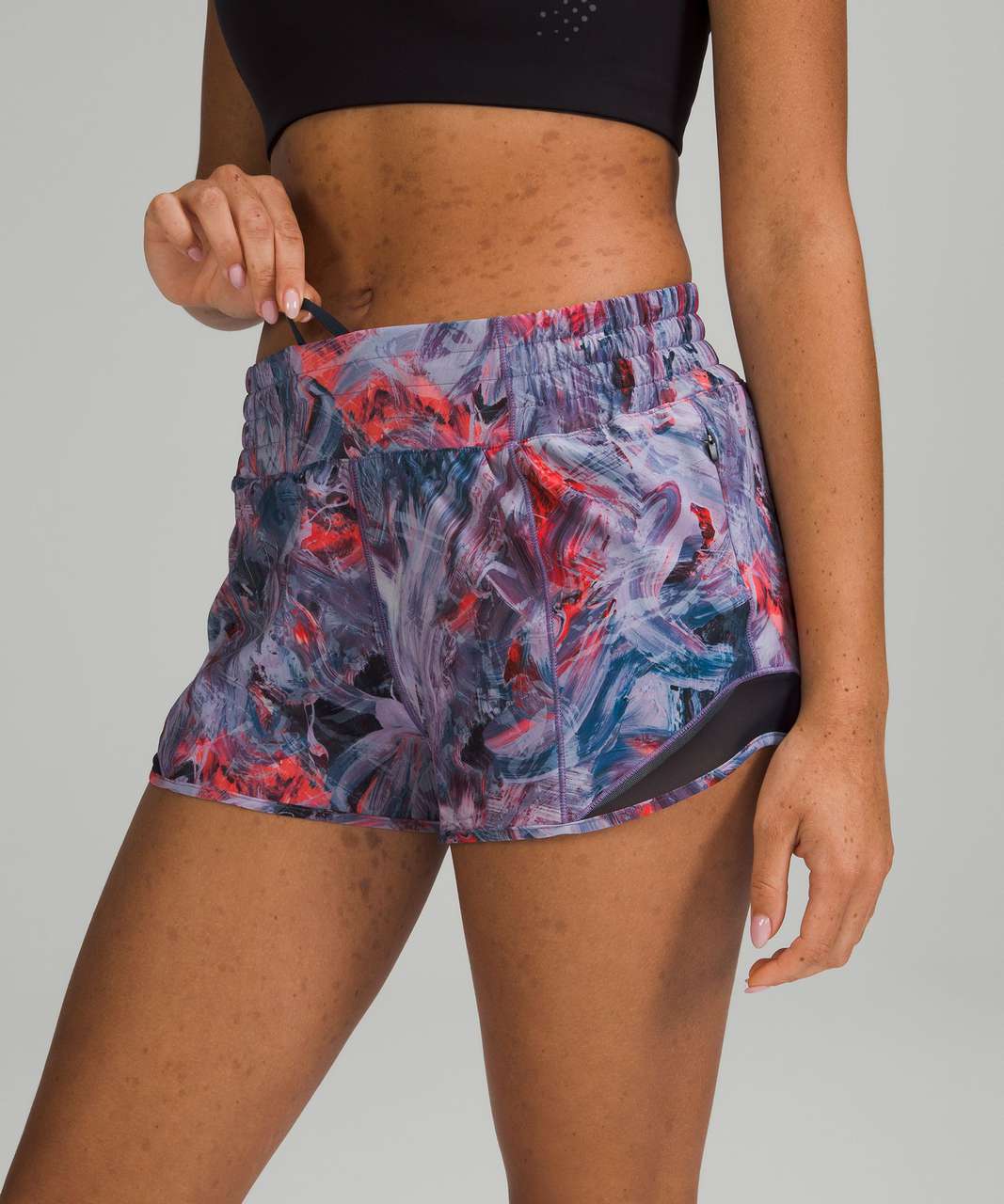 Lululemon Hotty Hot High-Rise Lined Short 2.5" - Atmospheric Purple Multi / Classic Navy