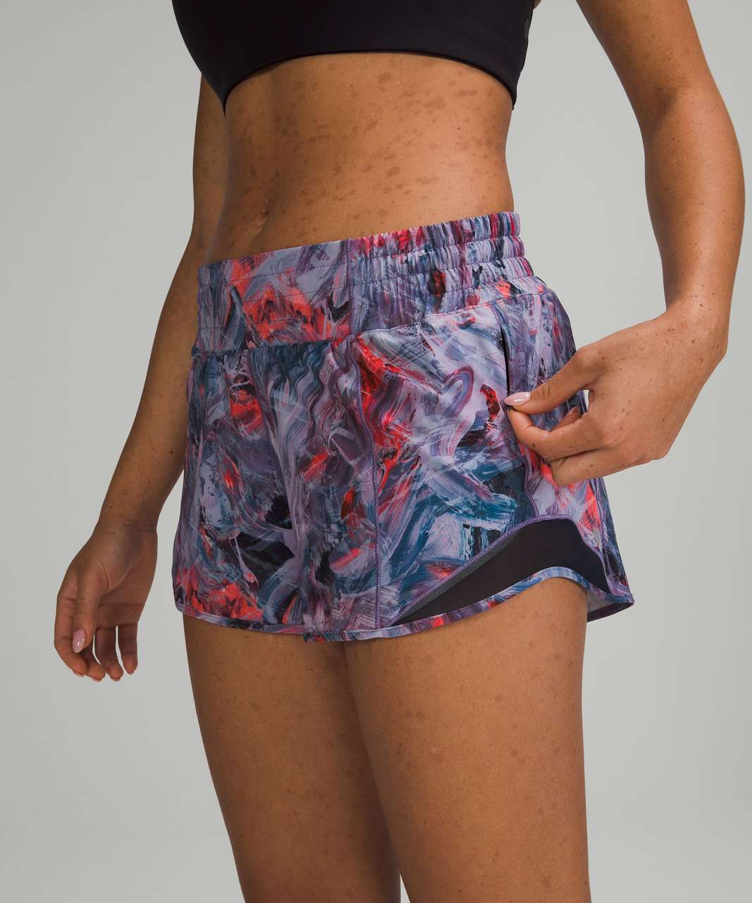 Lululemon Hotty Hot High-Rise Lined Short 2.5" - Atmospheric Purple Multi / Classic Navy