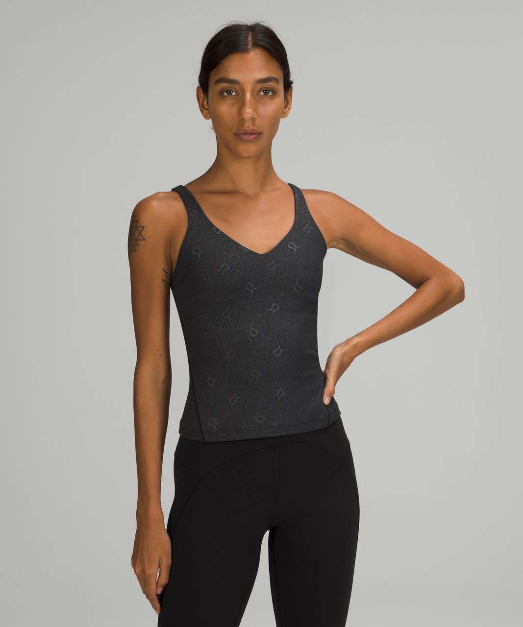 Lululemon Align Waist-Length Tank Top - Yogo Emboss Black - lulu fanatics