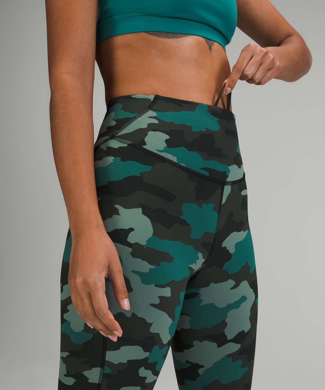 Lululemon Base Pace High-Rise Running Tight 25 Camo Tidewater Teal Size 2  New