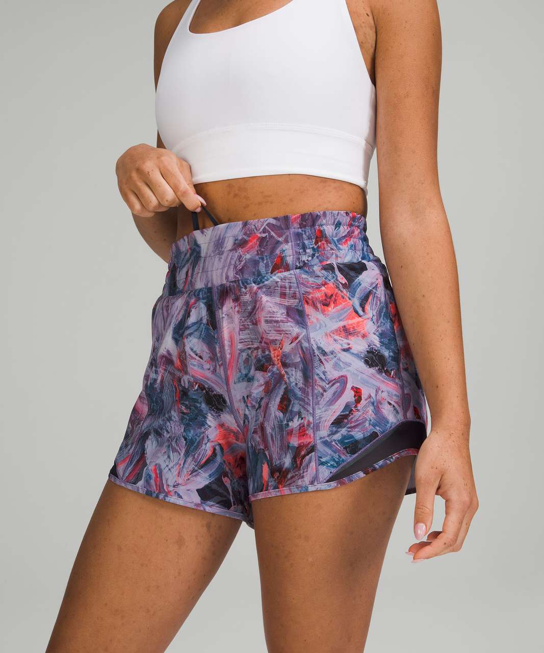 Lululemon Hotty Hot High-Rise Lined Short 4" - Atmospheric Purple Multi / Classic Navy