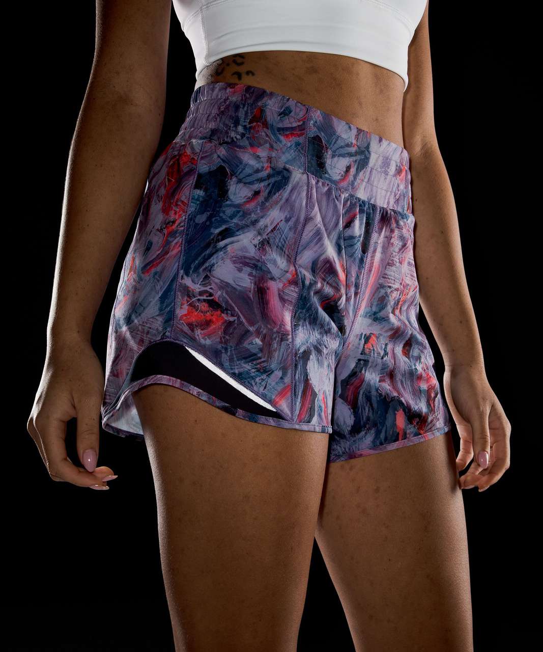 Lululemon Hotty Hot High-Rise Lined Short 4" - Atmospheric Purple Multi / Classic Navy