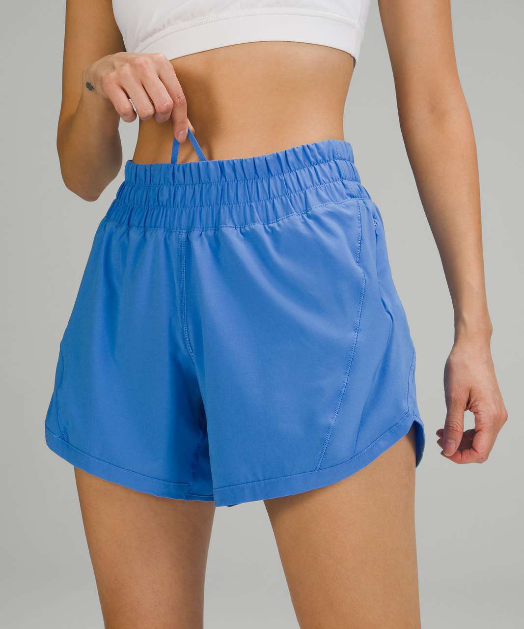 NEW Women Lululemon Track That High-Rise Lined Short 3 Icing Blue