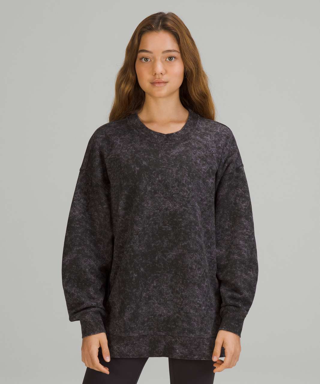 Lululemon Perfectly Oversized Crew - Denim Wash Print Dusky Lavender Black  - lulu fanatics