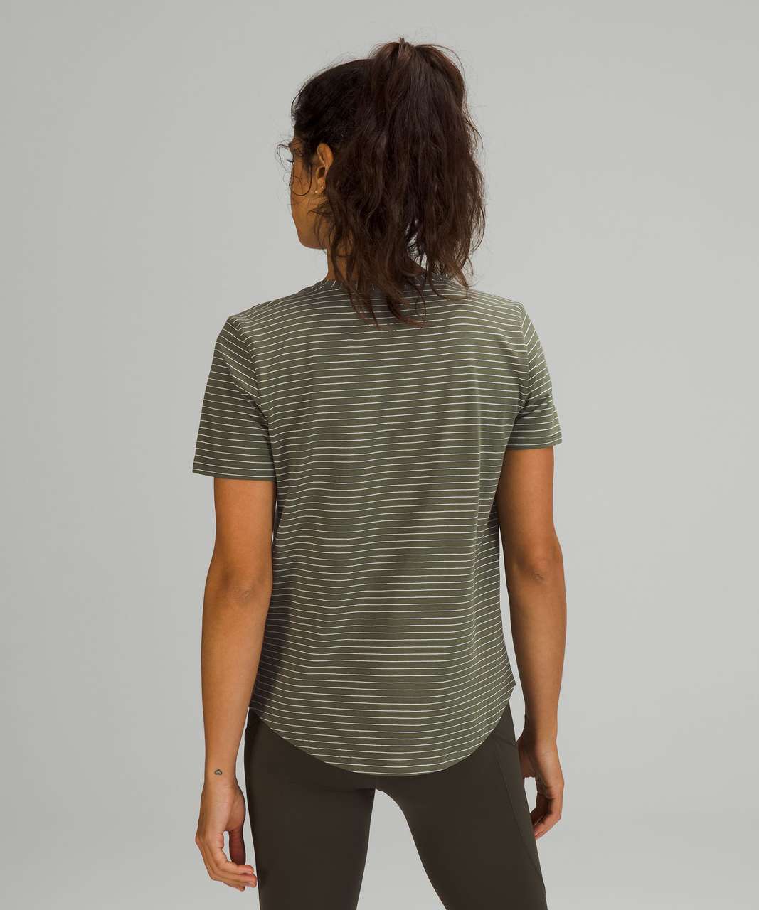 Lululemon Love Crew Short Sleeve T-Shirt - Synchronise Stripe Medium Olive White